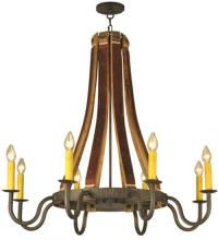  132914 - 44"W Barrel Stave Madera 8 LT Chandelier