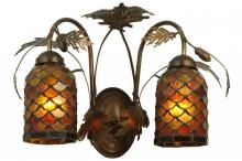  141336 - 17.5"W Greenbriar Oak Scallop 2 LT Wall Sconce