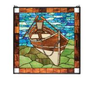  21440 - 26" Wide X 26" High Beached Guideboat Stained Glass Window