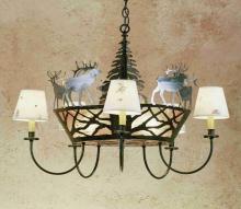 Meyda Blue 47704 - 36"W Elk on the Loose 5 LT Chandelier