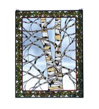  73265 - 28"W X 36"H Birch Tree in Winter Stained Glass Window