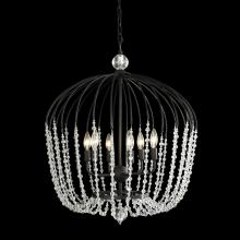  343P06MB - Voliere 6-Lt Crystal Tall Pendant - Matte Black