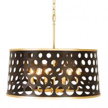  346P06MBFG - Bailey 6-Lt Pendant - Matte Black/French Gold