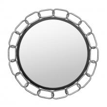  444MI30MBTS - Chains of Love 30-in Round Wall Mirror - Matte Black/Textured Silver