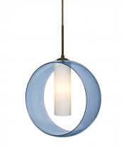  1JC-PLATOBL-BR - Besa, Plato Cord Pendant, Blue/Opal, Bronze Finish, 1x60W Medium Base