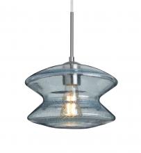  1JC-ZENBL-EDIL-SN - Besa, Zen Cord Pendant, Blue Bubble, Satin Nickel Finish, 1x8W LED Filament