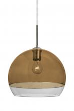  1JT-ALLY12AM-SN - Besa, Ally 12 Cord Pendant, Amber/Clear, Satin Nickel Finish, 1x60W Medium Base