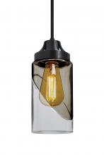  1JT-BLINKSM-EDIL-BK - Besa, Blink Cord Pendant, Trans. Smoke/Clear, Black Finish, 1x4W LED Filament