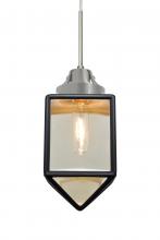  1JT-BRAVOBK-SN - Besa, Bravo Cord Pendant, Black/Gold Bubble, Satin Nickel Finish, 1x60W Medium Base