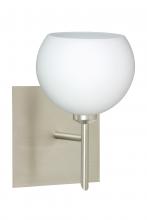  1SW-565807-LED-SN-SQ - Besa Wall With SQ Canopy Palla 5 Satin Nickel Opal Matte 1x5W LED