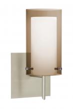  1SW-S44007-LED-SN-SQ - Besa Pahu 4 Wall With SQ Canopy 1SW Transparent Smoke/Opal Satin Nickel 1x5W LED