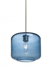  1TT-NILES10BL-SN - Besa Niles 10 Pendant, Blue Bubble, Satin Nickel Finish, 1x60W Medium Base T10