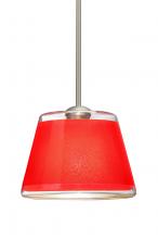  1TT-PIC9RD-SN - Besa Stem Pendant Pica 9 Satin Nickel Red Sand 1x75W Medium Base