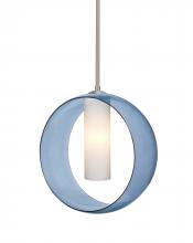 Besa Lighting 1TT-PLATOBL-LED-SN - Besa, Plato Stem Pendant, Blue/Opal, Satin Nickel Finish, 1x5W LED