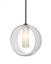  1TT-PLATOCL-BR - Besa, Plato Stem Pendant, Clear/Opal, Bronze Finish, 1x60W Medium Base