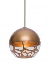  1TT-ROCKYCP-LED-SN - Besa, Rocky Stem Pendant, Copper, Satin Nickel Finish, 1x9W LED