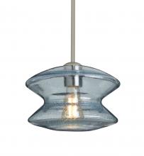  1TT-ZENBL-EDIL-SN - Besa, Zen Stem Pendant , Blue Bubble, Satin Nickel Finish, 1x8W LED Filament