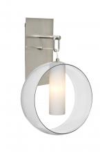  1WP-PLATOCL-SN - Besa, Plato Wall Pendant, Clear/Opal, Satin Nickel Finish, 1x60W Medium Base