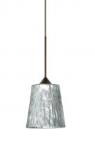  1XT-5125SF-BR - Besa Pendant Nico 4 Bronze Stone Silver Foil 1x35W Halogen