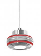  1XT-FLOW00-RDSL-LED-SN - Besa, Flower Cord Pendant, Red/Silver, Satin Nickel Finish, 1x6W LED