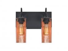  2WG-DUKECF-EDIL-BK - Besa Duke Vanity, Copper Foil, Black Finish, 2x7W LED Filament