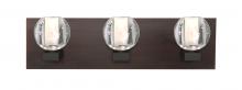  3WF-BOCABB-LED-BR - Besa, Boca Vanity, Clear Bubble, Bronze Finish, 3x5W LED