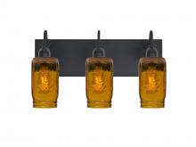  3WG-MILO4AM-EDIL-BK - Besa Milo 4 Vanity, Amber, Black Finish, 3x7W LED Filament