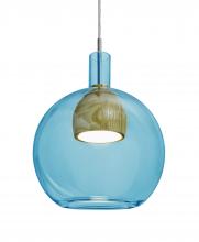  J-BENJIBLMD-LED-SN - Besa, Benji Cord Pendant For Multiport Canopy, Blue/Medium, Satin Nickel Finish, 1x9W