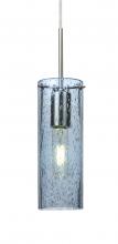  J-JUNI10BL-SN - Besa, Juni 10 Pendant For Multiport Canopy, Blue Bubble, Satin Nickel, 1x60W Medium B