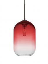  J-OMEGA12RD-BR - Besa, Omega 12 Cord Pendant For Multiport Canopies,Red/Clear, Bronze Finish, 1x60W Me