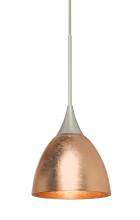  RXP-1758CF-LED-SN - Besa Divi Pendant, Copper Foil, Satin Nickel, 1x9W LED