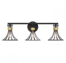  8-6080-3-143 - Breur 3-Light Bathroom Vanity Light in Matte Black with Warm Brass Accents