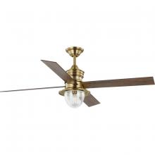  P250075-163-WB - Gillen 56" 4-Blade LED Indoor/Outdoor Vintage Brass Vintage Electric Ceiling Fan with Light Kit