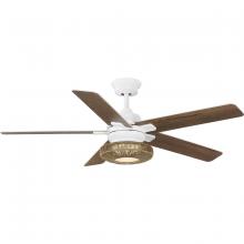  P250101-028-30 - Schaal Collection 52 in. Five-Blade Satin White Coastal Ceiling Fan with Integrated LED Light