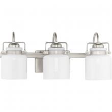  P300440-009 - Fessler Collection Three-Light Brushed Nickel Opal Glass Farmhouse Bath Light