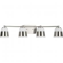  P300445-009 - Haven Collection Four-Light Brushed Nickel Opal Glass Luxe Industrial Bath Light