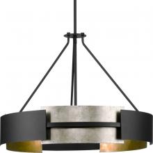  P500330-31M - Lowery Collection Five-Light Matte Black Industrial Luxe Semi-Flush Convertible or Hanging Pendant L