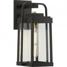  P560286-020 - Walcott Collection One-Light Antique Bronze with Brasstone Accents Clear Glass Transitional Outdoor