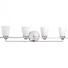  P300003-009 - Flight Collection Four-Light Brushed Nickel Etched Glass Coastal Bath Vanity Light