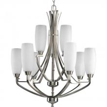  P4439-09 - Wisten Collection Nine-Light Brushed Nickel Etched Glass Modern Chandelier Light