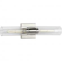  P300300-009 - Clarion Collection Two-Light Brushed Nickel and Clear Glass Modern Style Bath Vanity Wall Light