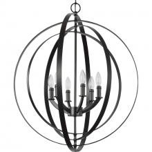  P3889-31 - Equinox Collection Six-Light Matte Black New Traditional Sphere Pendant Light