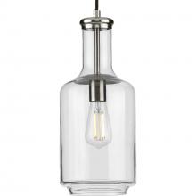  P500229-009 - Latrobe Collection One-Light Brushed Nickel Clear Glass Coastal Pendant Light