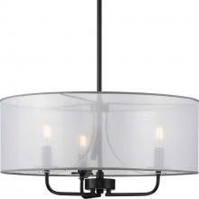  P500243-031 - Riley Collection Three-Light Matte Black Organza Shade New Traditional Pendant Light