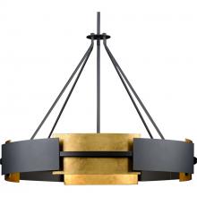  P500331-031 - Lowery Collection Six-Light Textured Black Industrial Luxe Hanging Pendant Light with Distressed Gol