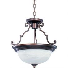  85843MROI - Two Light Oil Rubbed Bronze Marble Glass Bowl Semi-Flush Mount