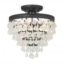  130-MK-FR_CEILING - Calypso 3 Light Crystal Teardrop Matte Black Semi Flush Mount