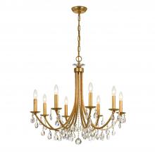  8828-GA-CL-S - Bridgehampton 8 Light Swarovski Strass Crystal Antique Gold Chandelier