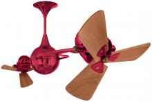  IV-RED-WD - Italo Ventania 360° dual headed rotational ceiling fan in  Rubi (Red) finish with solid sustainab