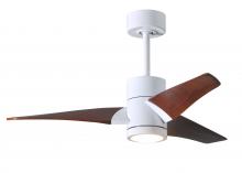  SJ-WH-WN-42 - Super Janet three-blade ceiling fan in Gloss White finish with 42” solid walnut tone blades and